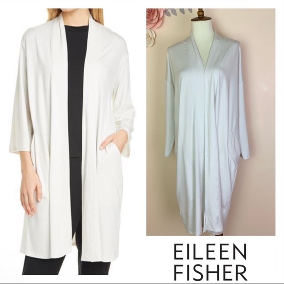 New! EILEEN FISHER Tencel Jersey Kimono Cardigan - Picture 4 of 10